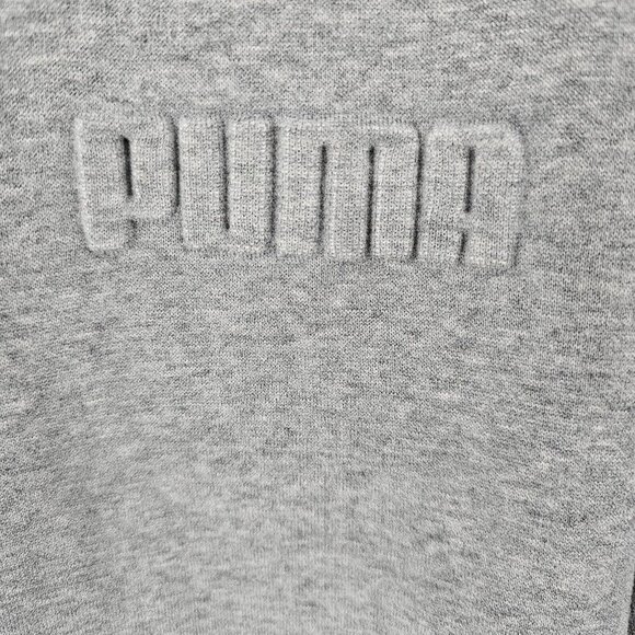 Puma Pullover Hoodie Men's Size XL Gray Fleece Logo Sweatshirt Kangaroo Pockets - Picture 5 of 8